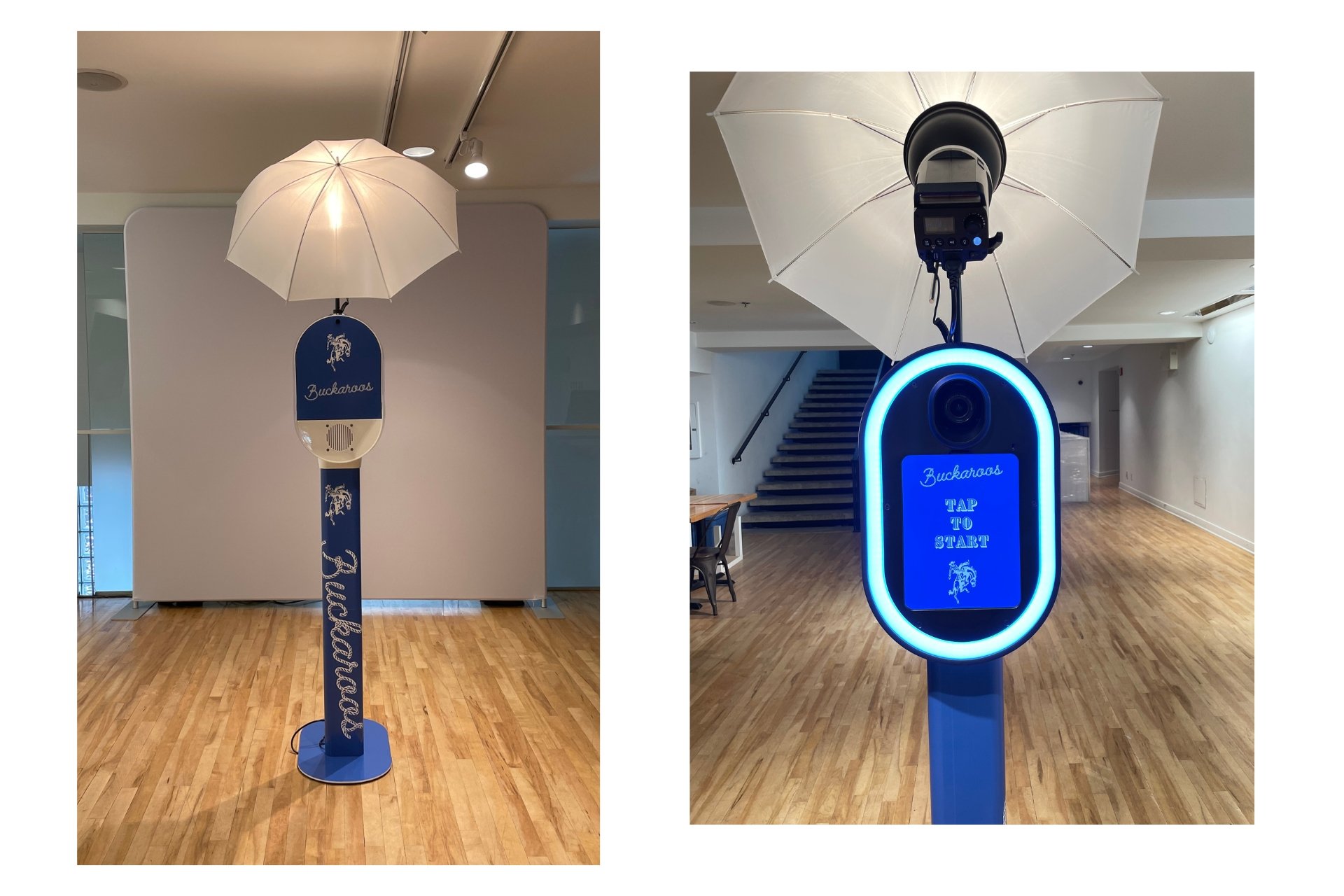 vinyl wrapped photo booth for a digital installation at a venue downtown calgary