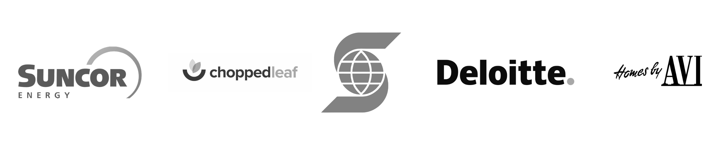 Logos of Suncor Energy, Chopped Leaf, Deloitte, and ABC Television with the caption #morebyAVI.