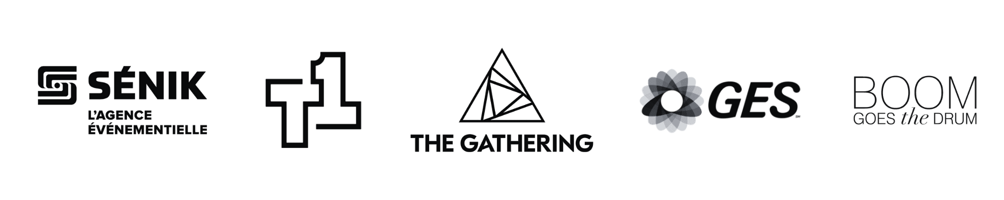 Logos of five media organizations: Senik, 1+1, The Gathering, GES, Boom