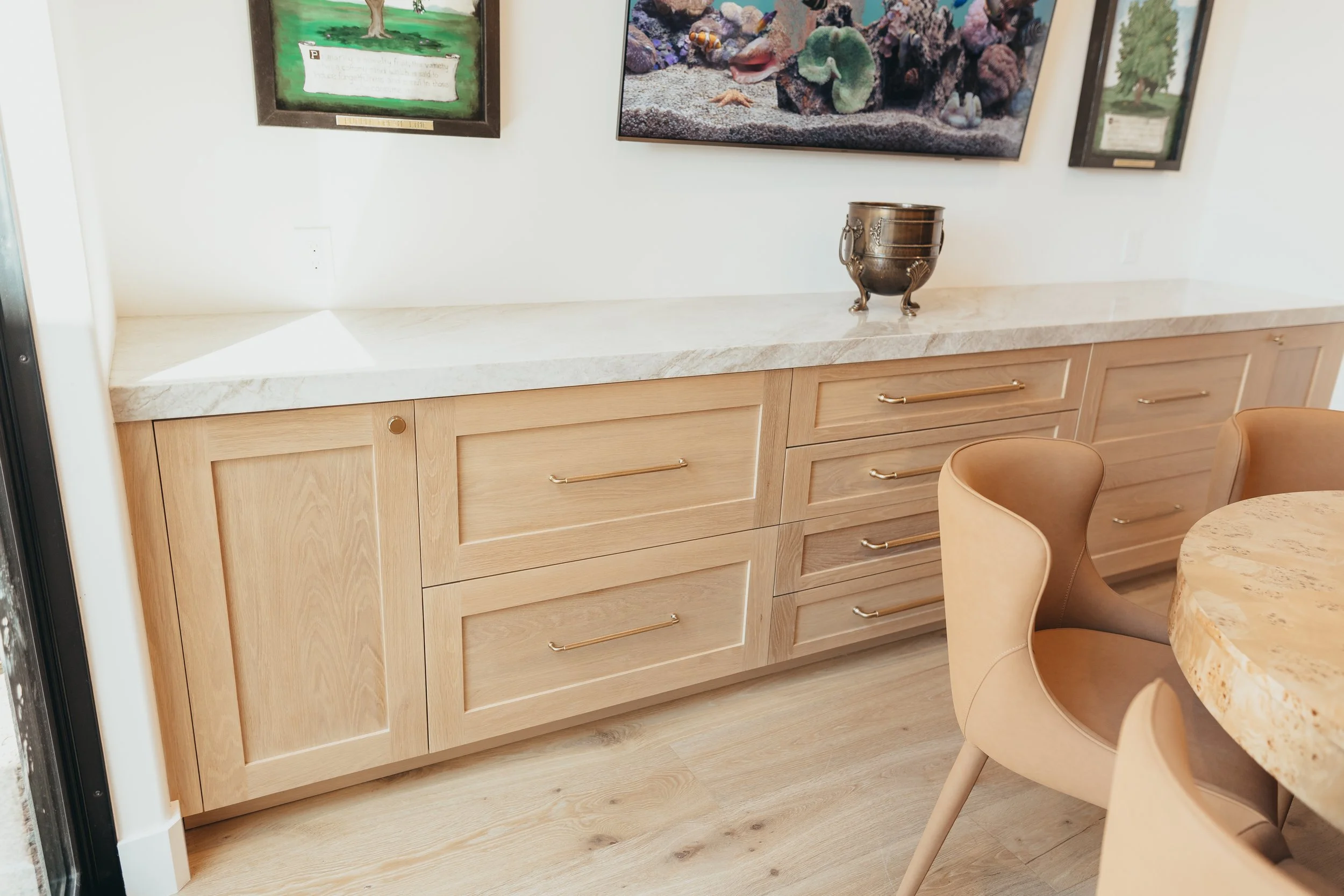 Custom white oak buffet cabinet in Scottsdale home remodel