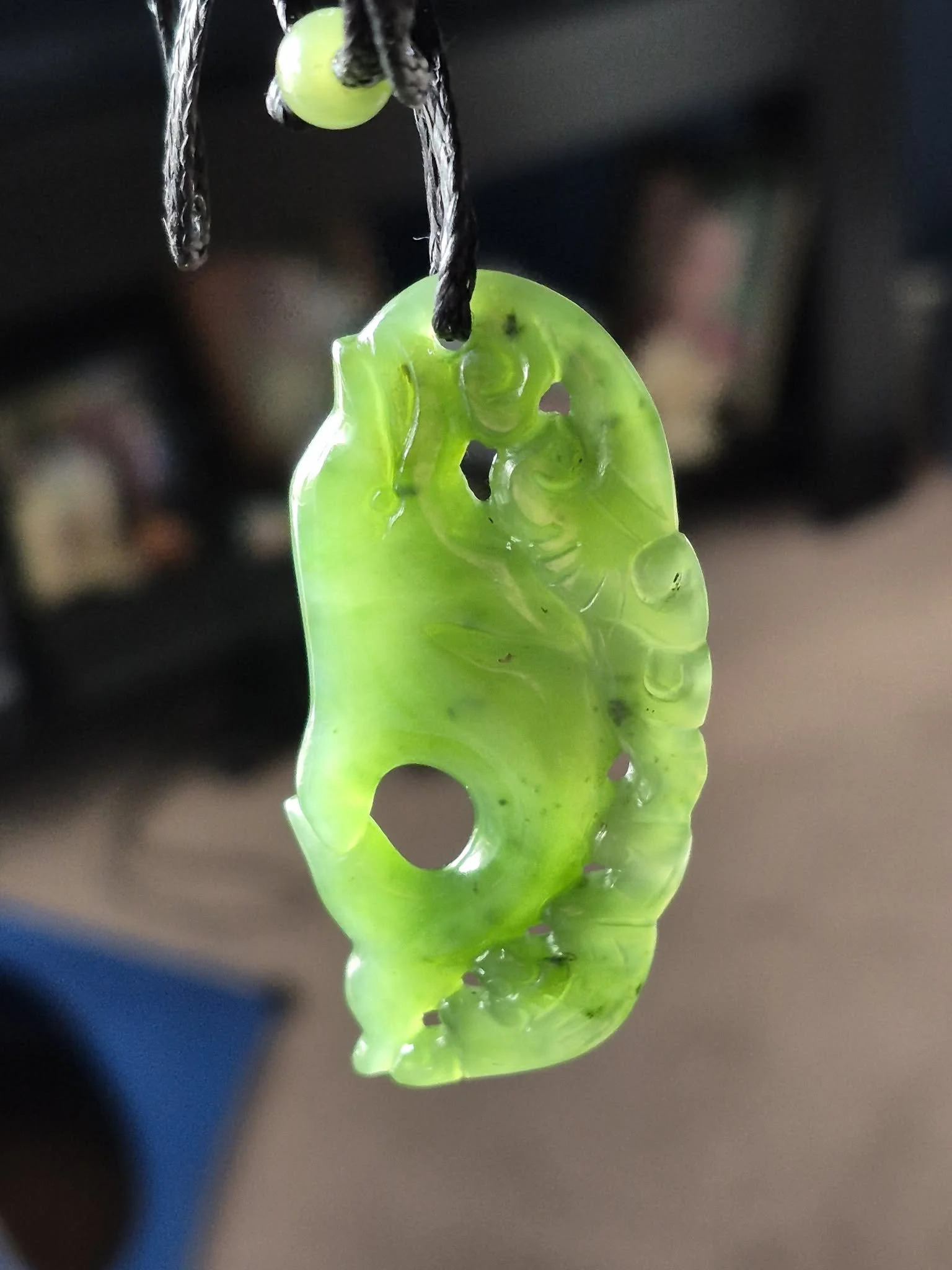 Ocean Trio, Canadian Polar Jade Pendant With Light Background