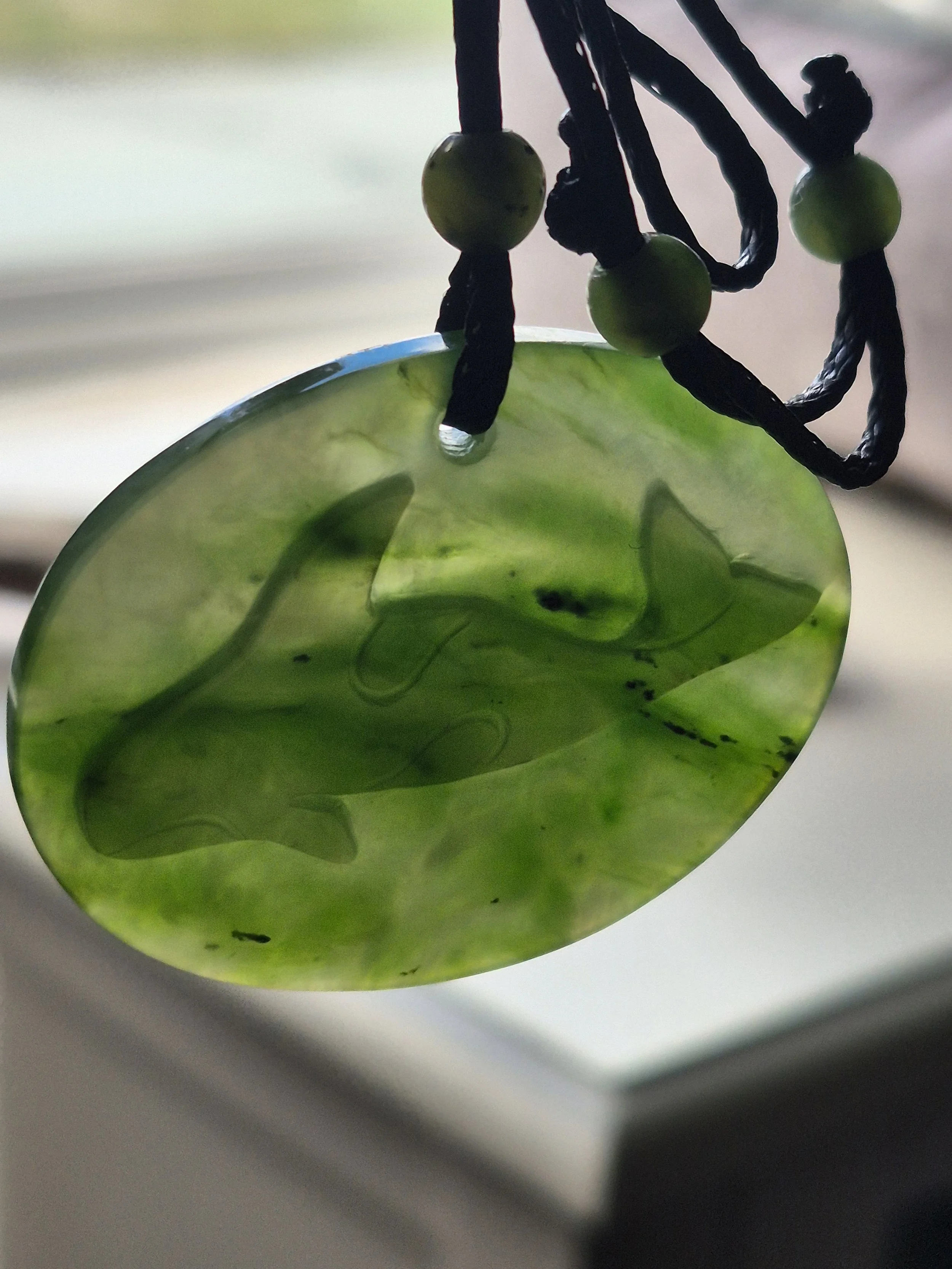 Nephrite Jade Orca Pendant