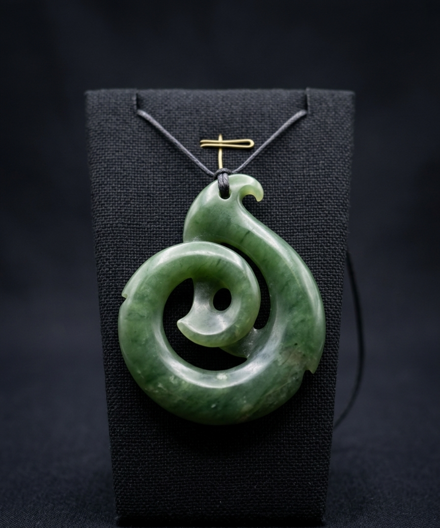 Eternal Spirals, Protection Jewelry.  Canadian Jade Koru Pendant