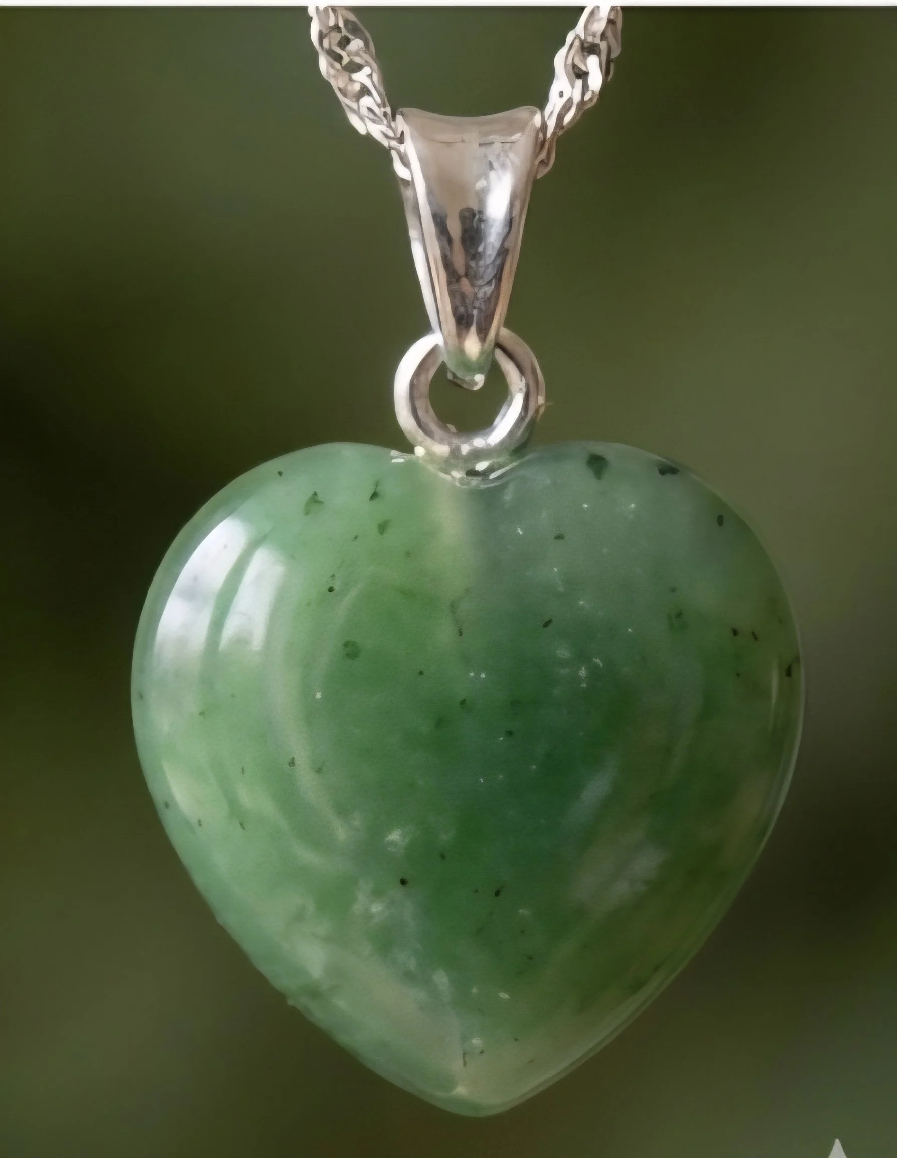 Jade Gemstone Heart  Charm On A Sterling Silver Necklace