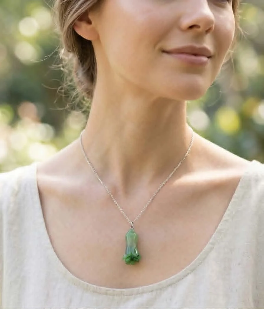 Jade Flower  Bud Pendant  Being Worn.jpg