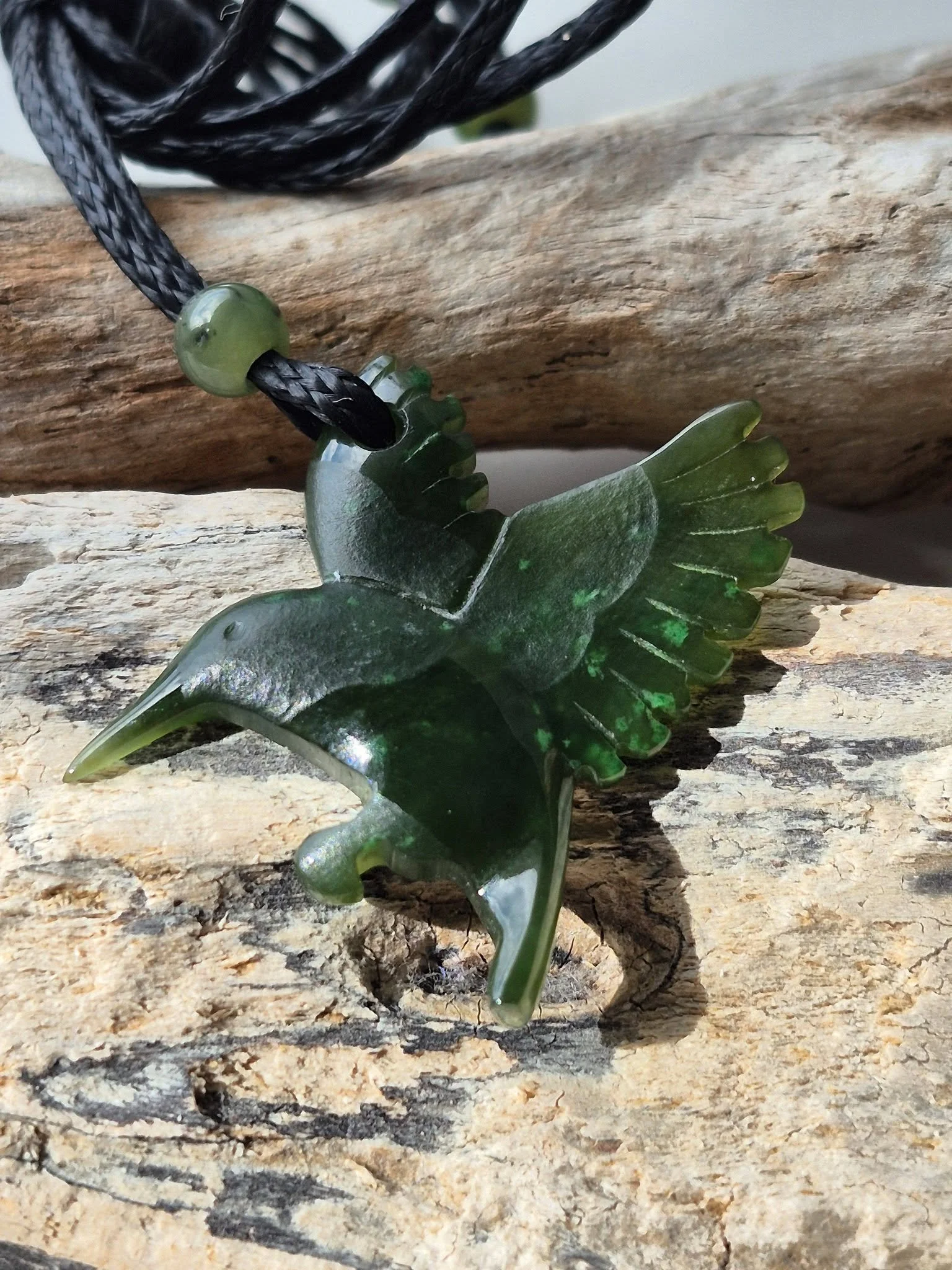 Wings of Wonder: Canadian Mountain Jade Hummingbird Pendant