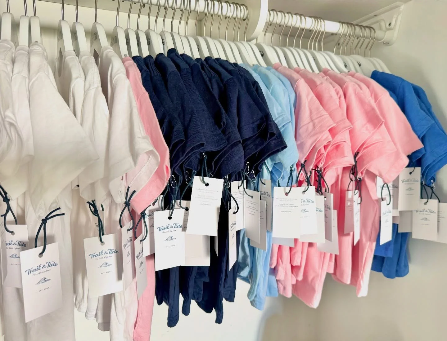 Hard at work behind the scenes ✨

Tagging our first round of Trail &amp; Tide tees &mdash; each one getting ready for its next adventure.

We&rsquo;re so excited to share that you&rsquo;ll soon be able to find Trail &amp; Tide in a very special local