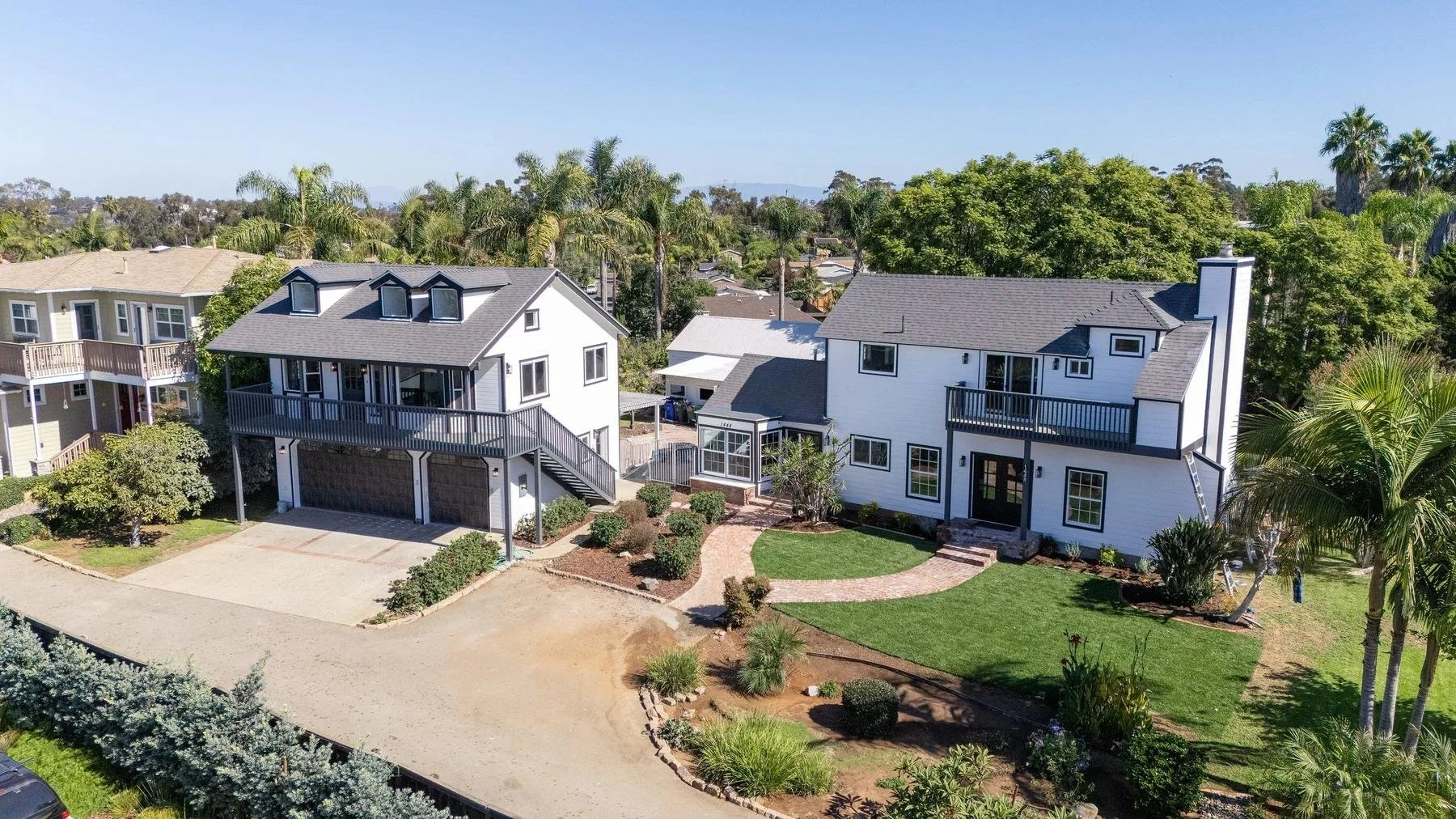 Olde Carlsbad family compound renovated by MTW Properties, aerial front view