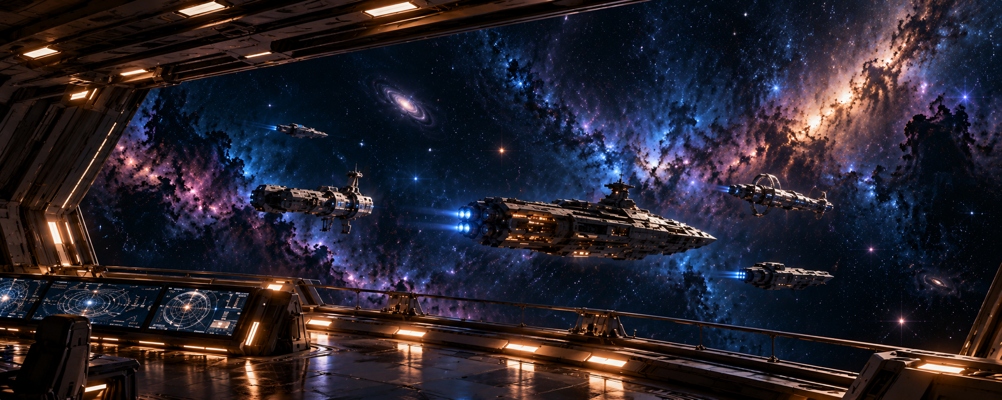 Cinematic promotional poster for The Orosian Cycle featuring three characters in futuristic military attire, spacecraft, and an expansive science-fiction setting.