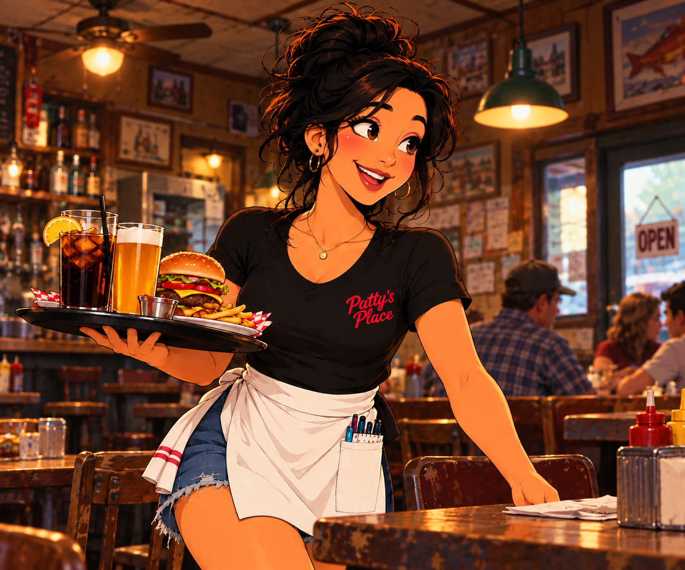 Jenny, a young waitress from Gator Junction and a member of the Patty's Place restaurant staff.