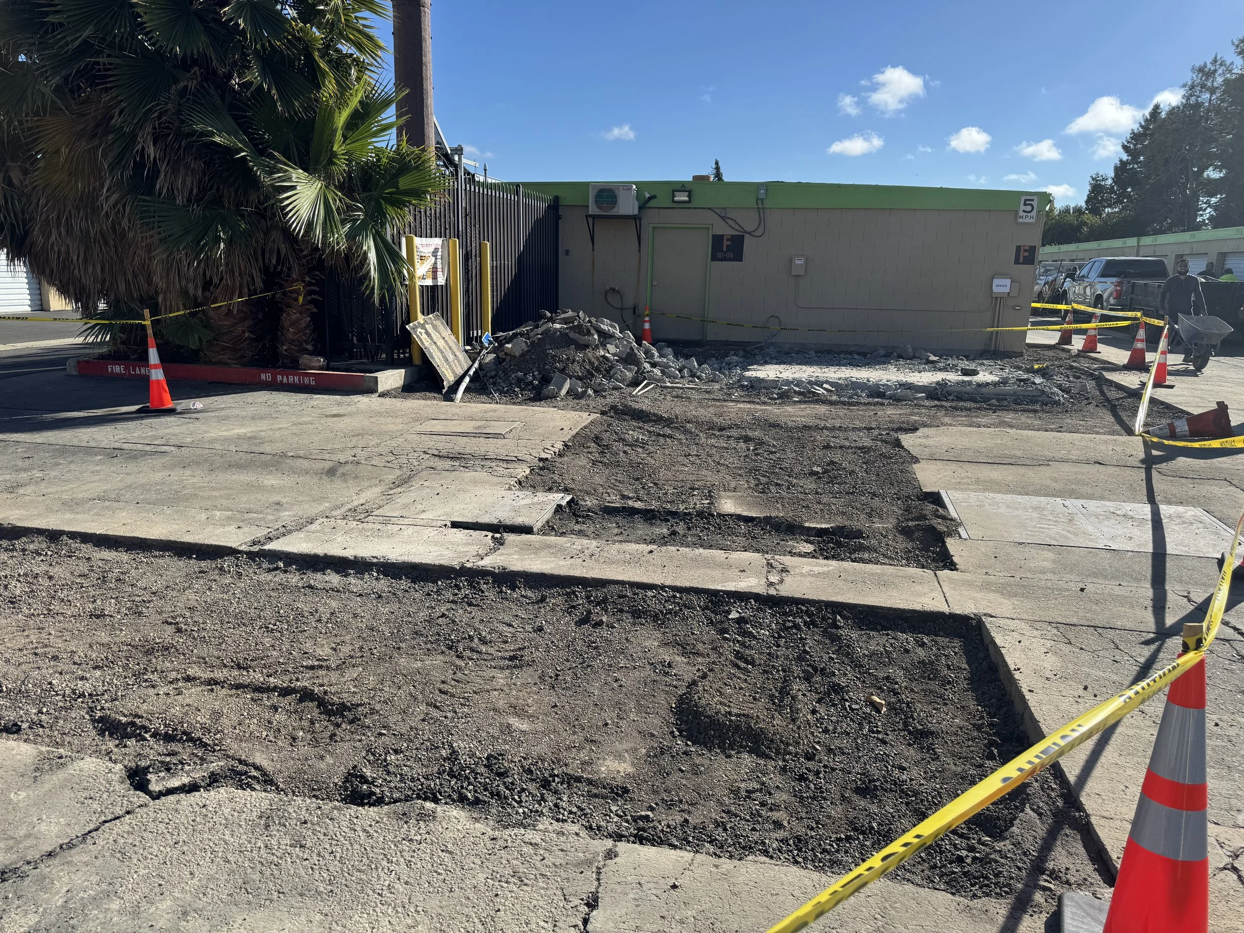 commercial parking lot excavation and base removal Bay Area — Precision Concrete Engineering Inc.