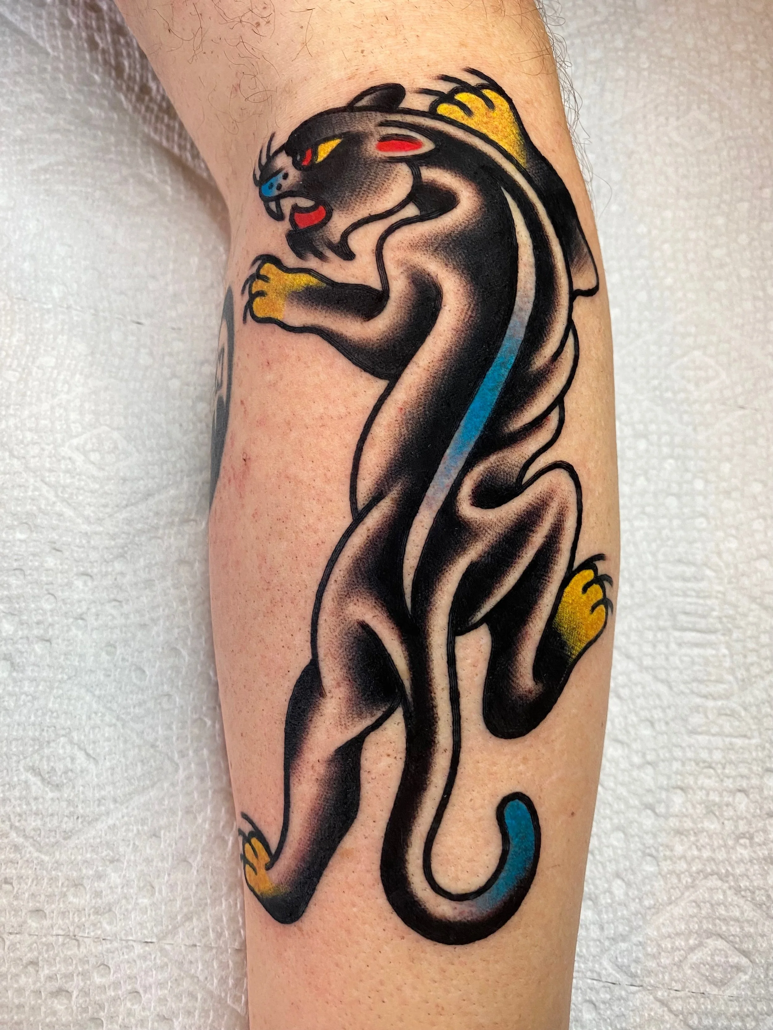 classic crawling panther tattoo