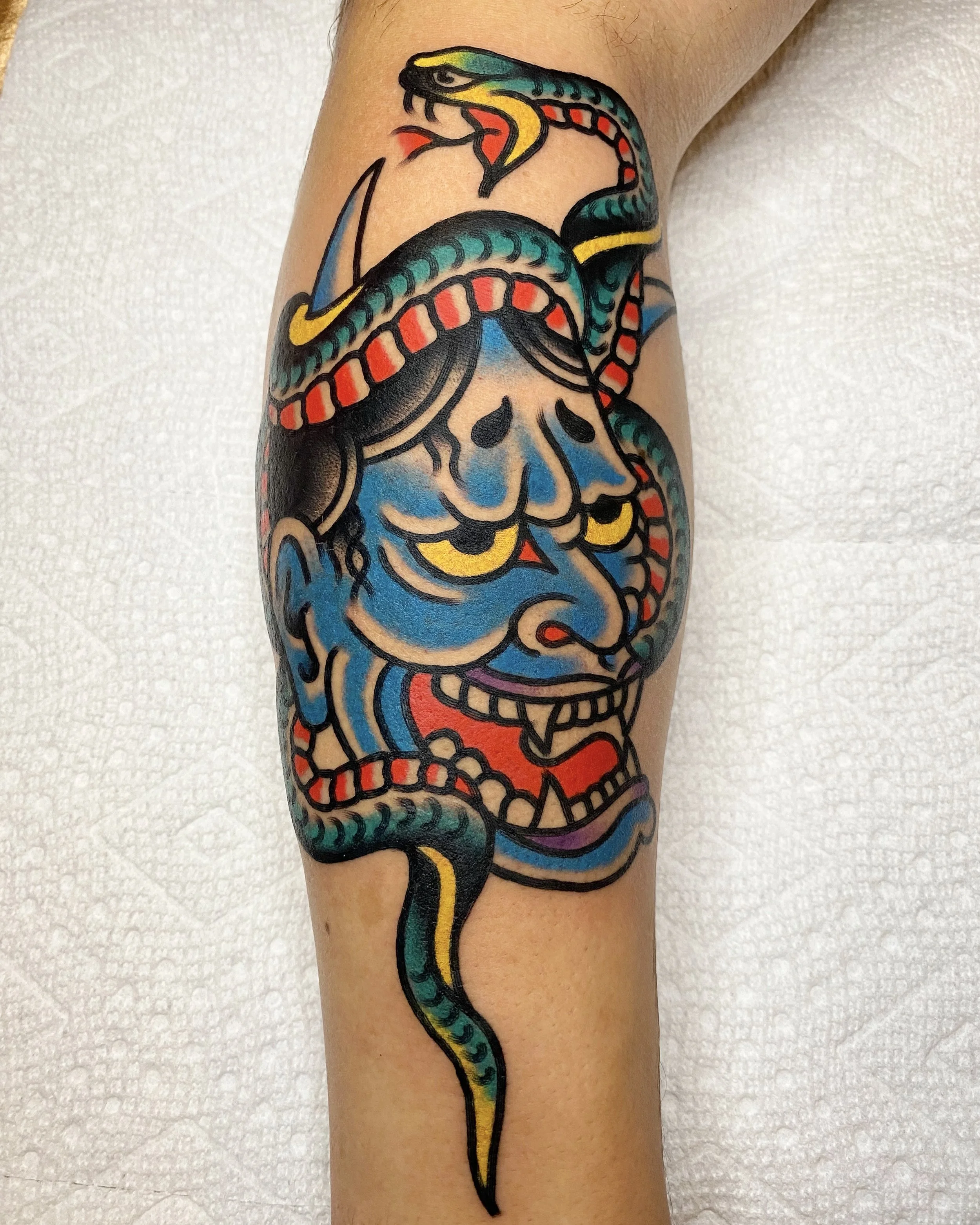 Hannya and snake tattoo