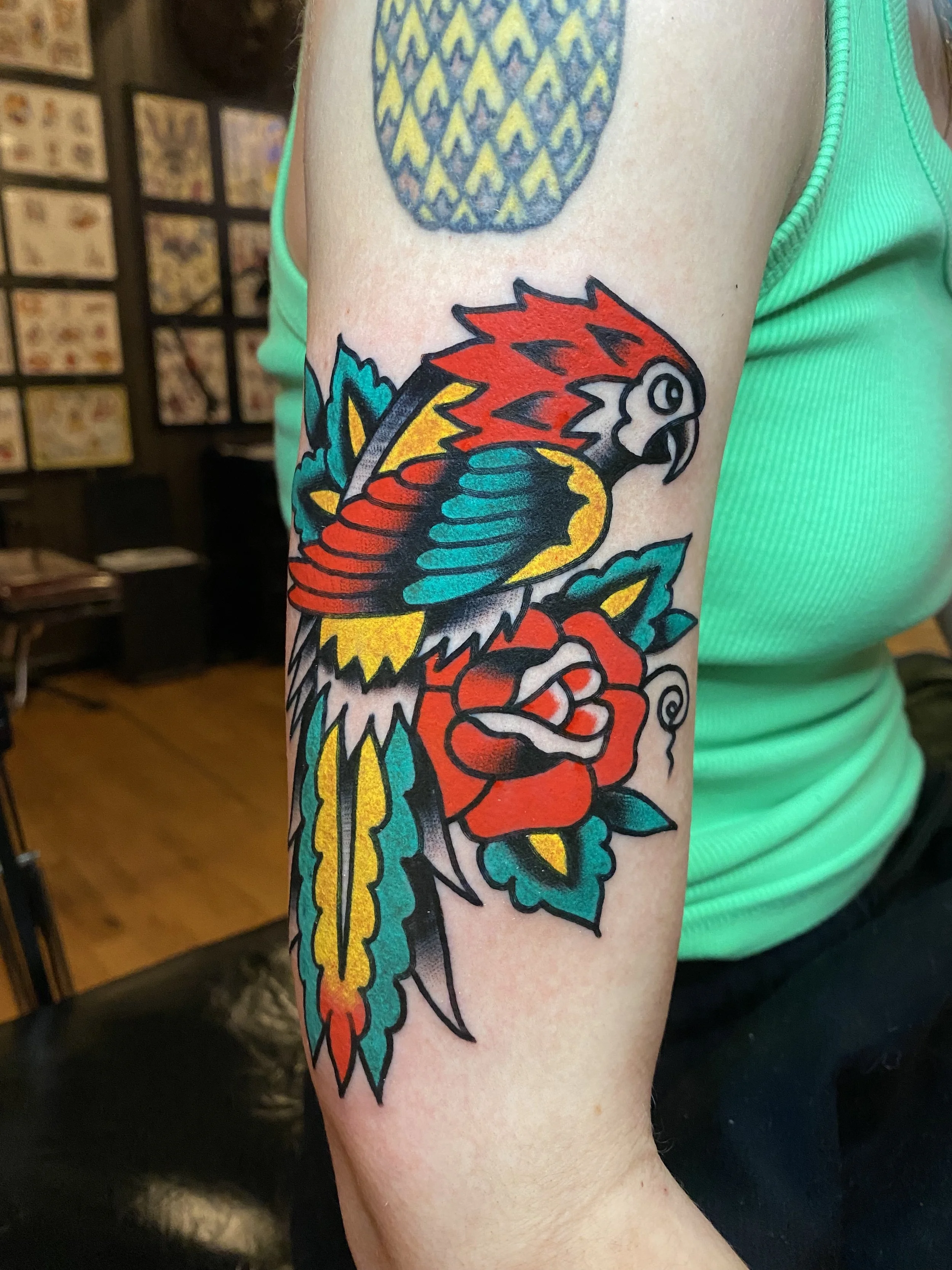 traditional tropical bird tattoo