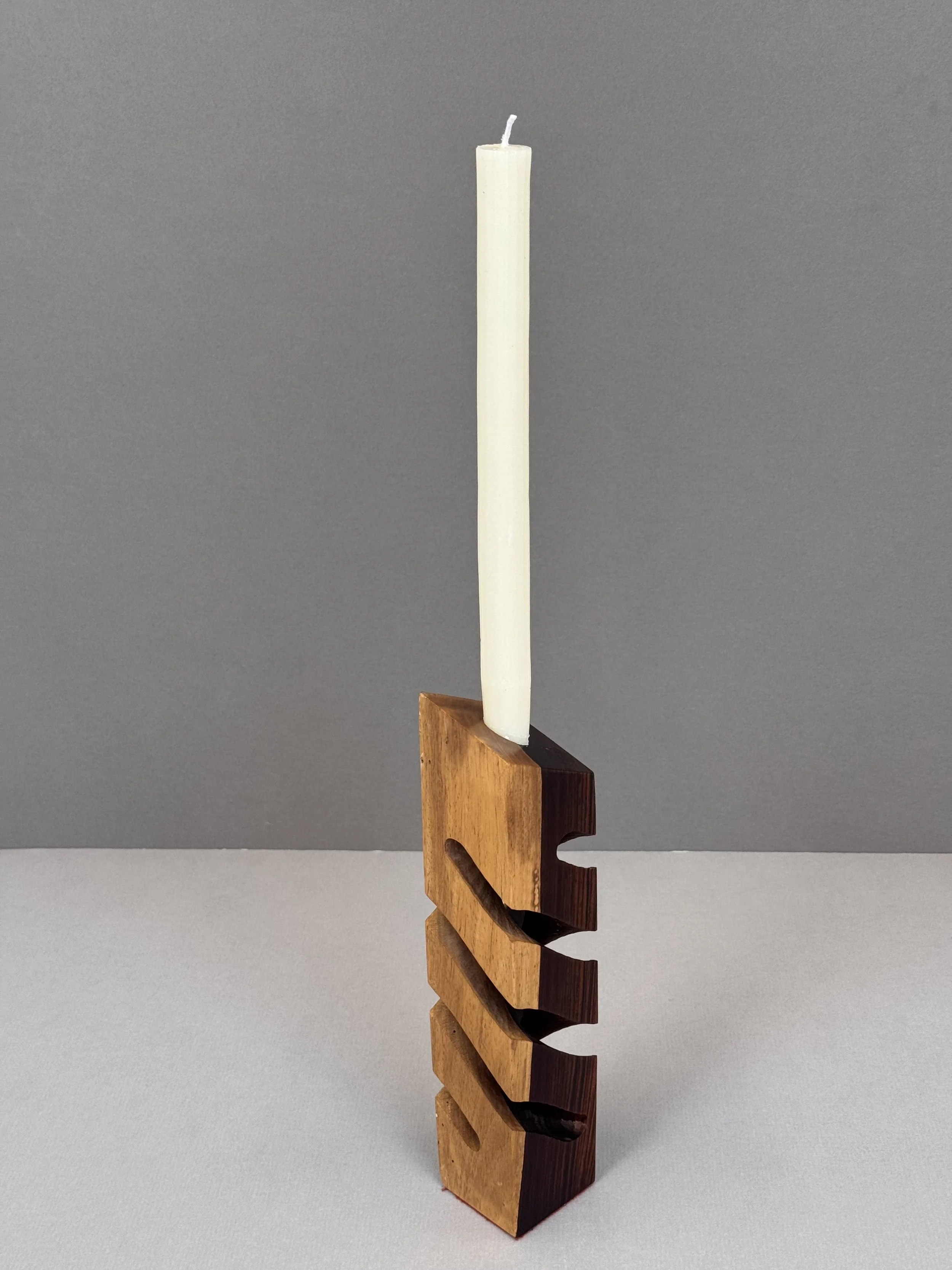 Two-Tone Carved Candlestick