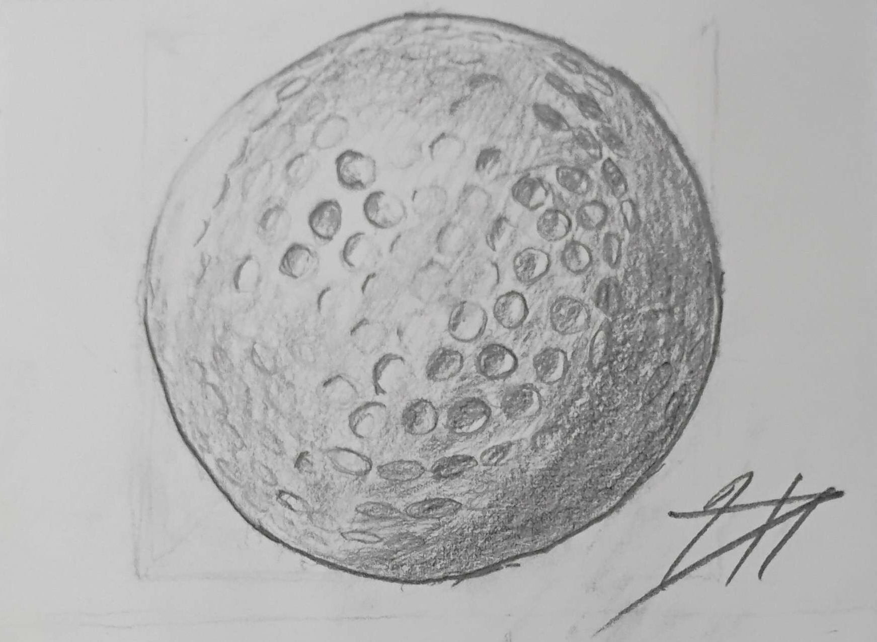 Golf balls are great for practicing textures, it turns out. 