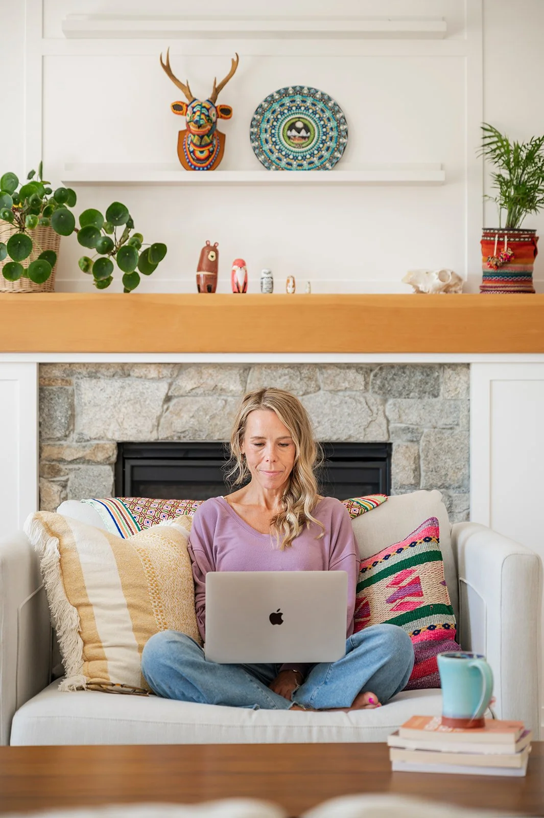 Checking extended health insurance benefits and therapy coverage on a laptop in British Columbia.