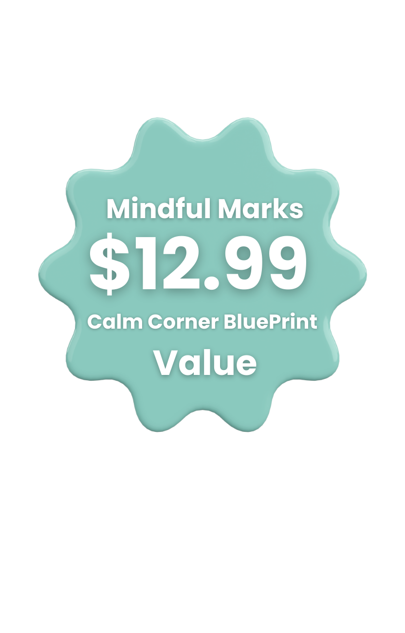 Price tag for Mindful Marks, priced at $12.99, with the description 'Calm Corner BluePrint' and the label 'Value'.