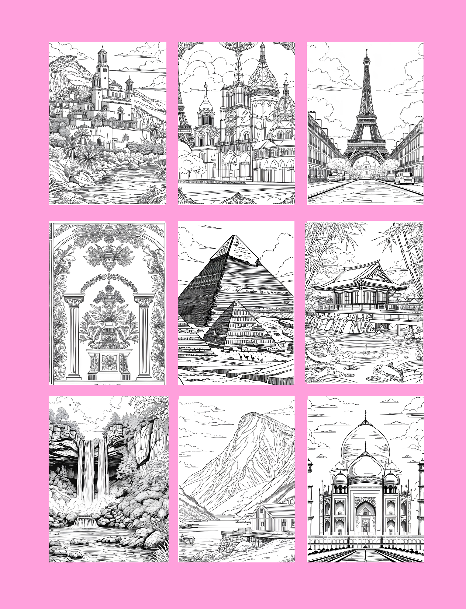 Travel Tranquility: Scenic Coloring Book of Relaxing Destinations