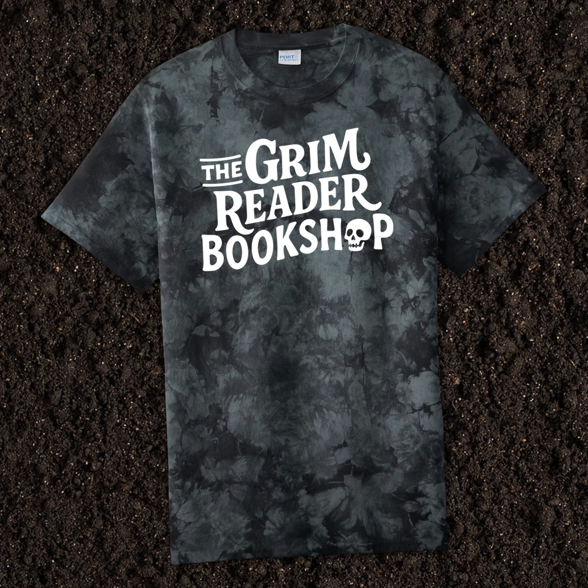 The Grim Reader Bookshop Tie-Dye Logo Tee