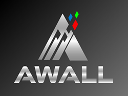 AWALL logo with stylized mountain and colorful diamond shapes