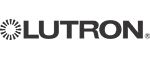 Lutron logo with text on a dark background