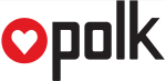 Polk logo with a red heart symbol before the word 'polk'.