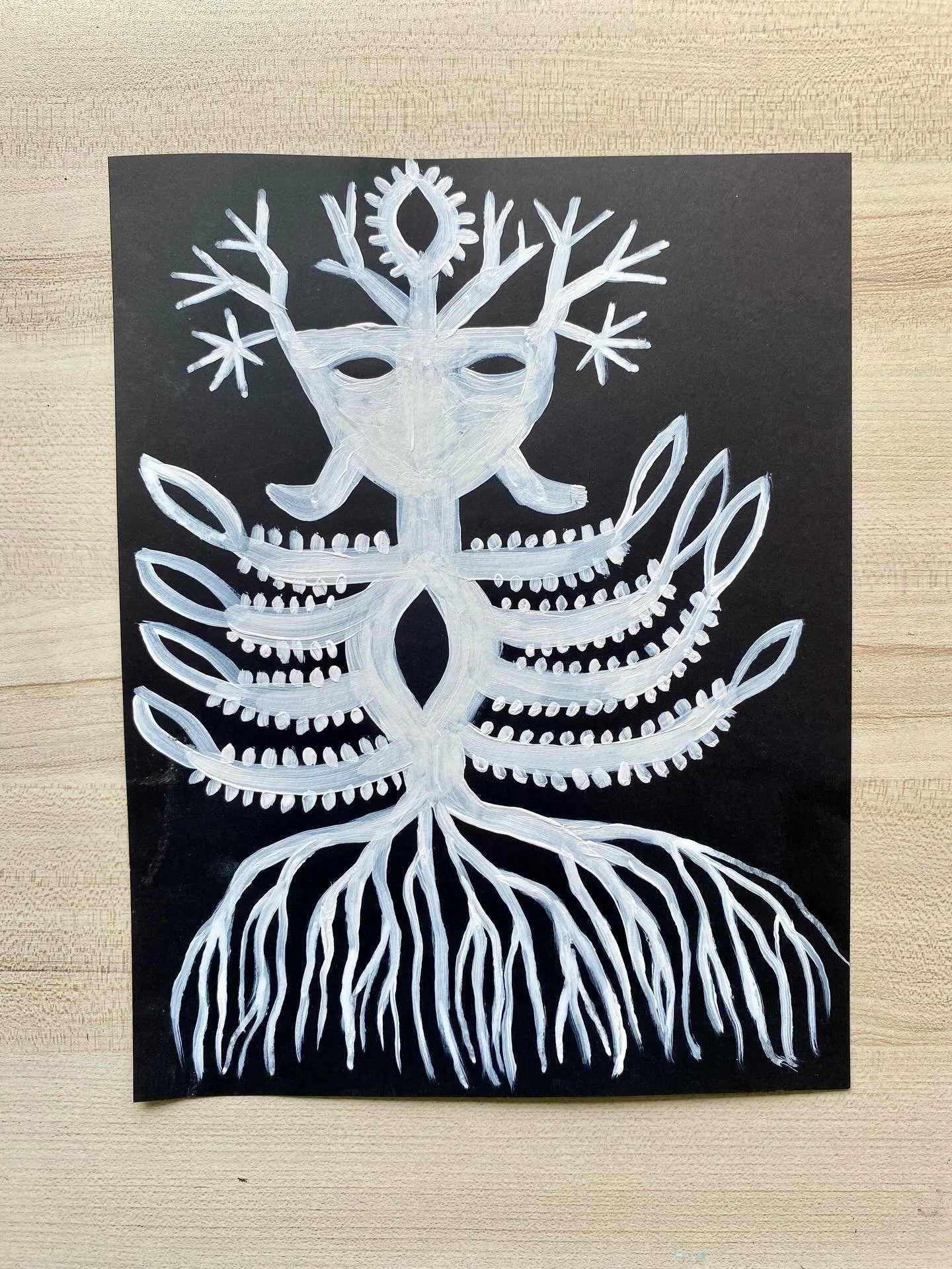 Morning paint sketches, inspired by Ukrainian paper cut art.