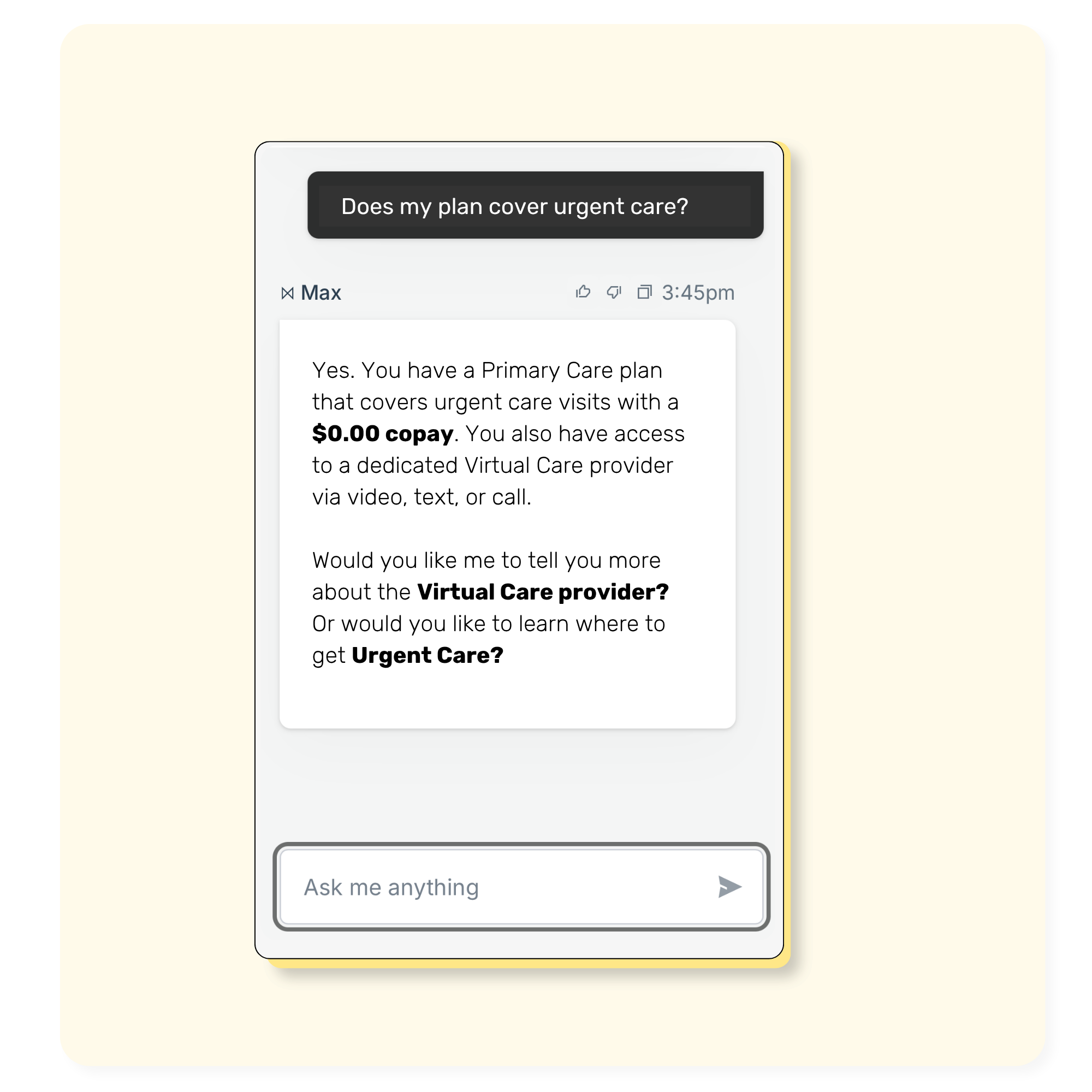 Max AI HR assistant chats with employee to navigate healthcare