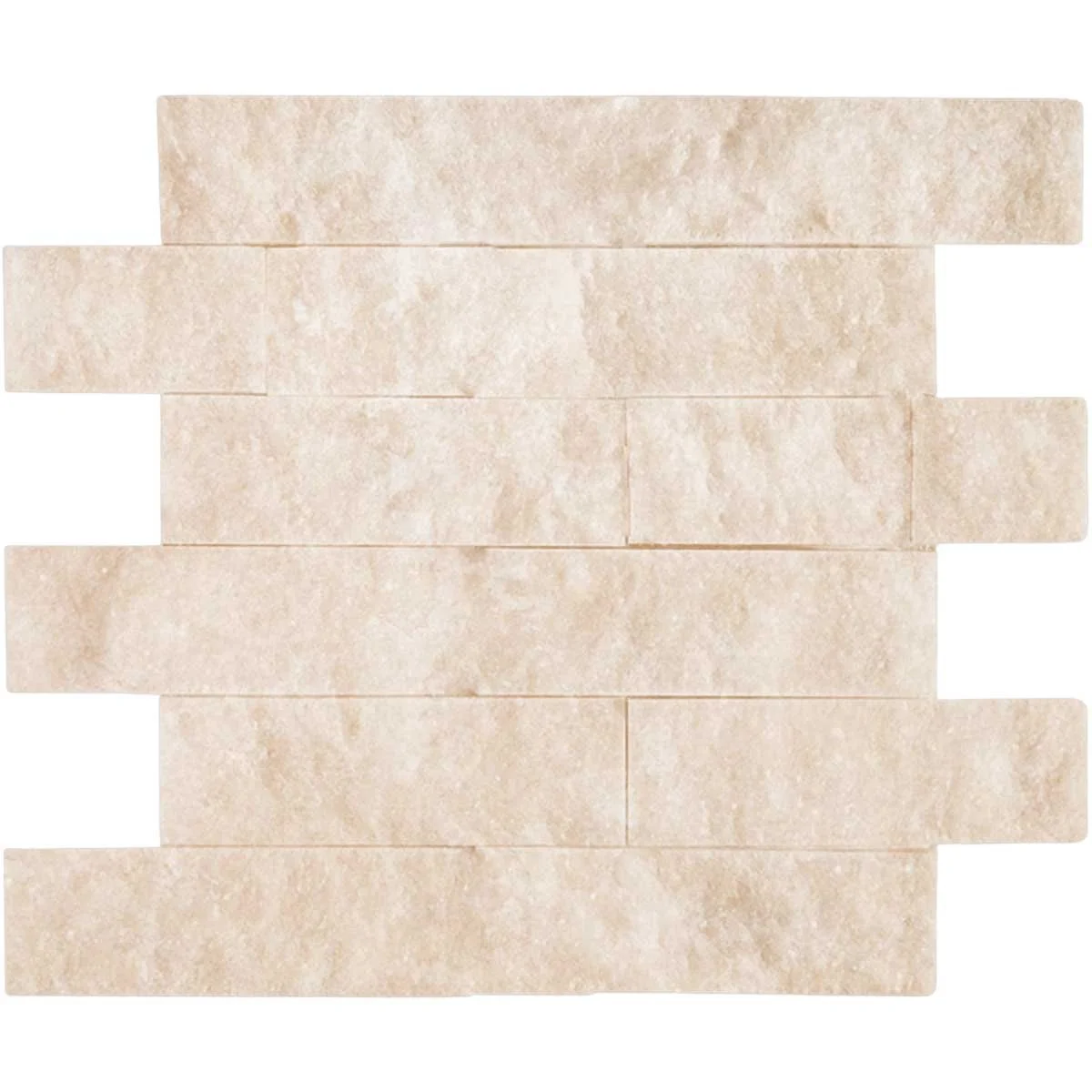 String of beige rectangular stone tiles arranged in a staggered pattern.