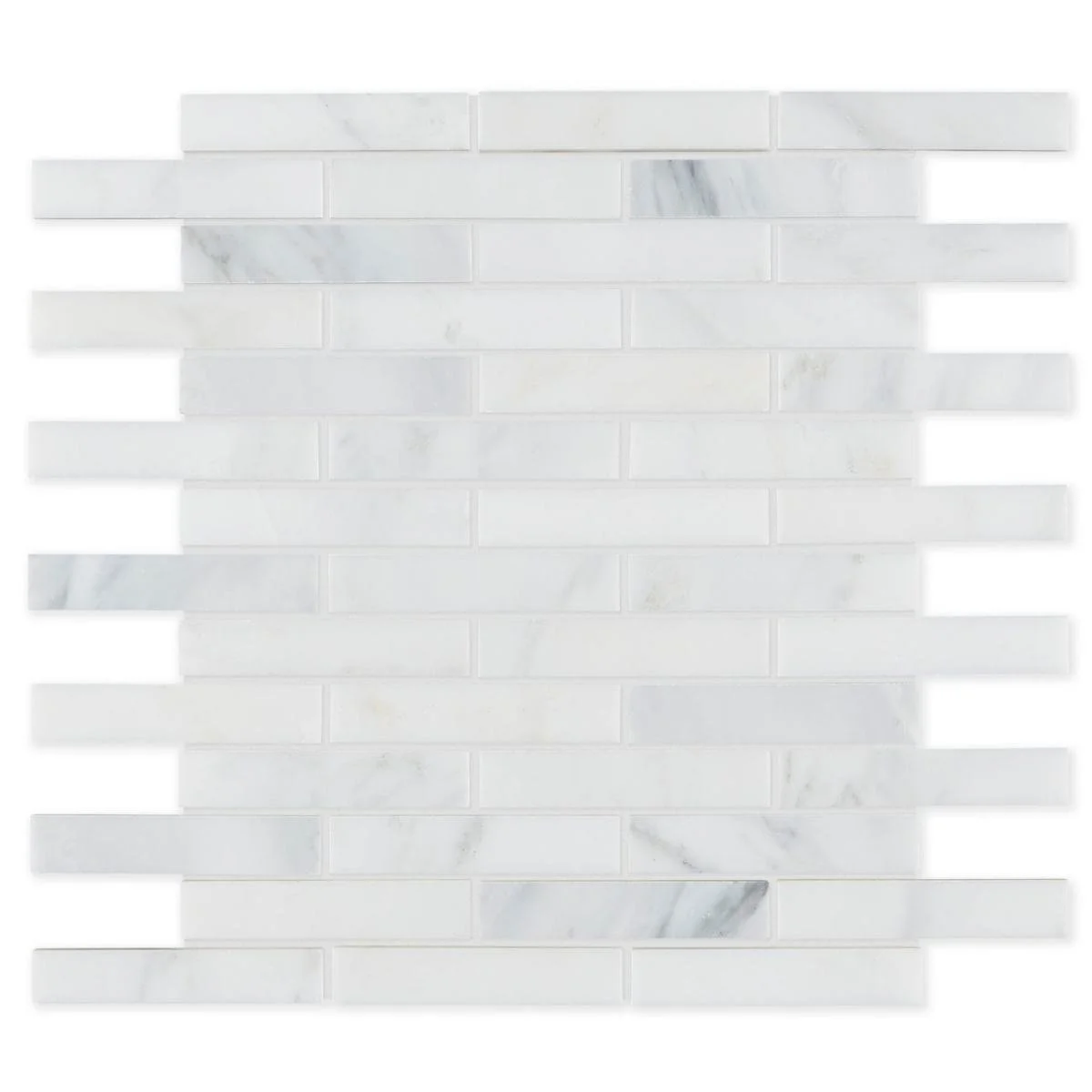 White marble subway tile wall.