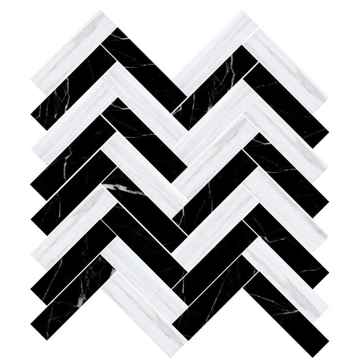 Black and white marble chevron tile pattern