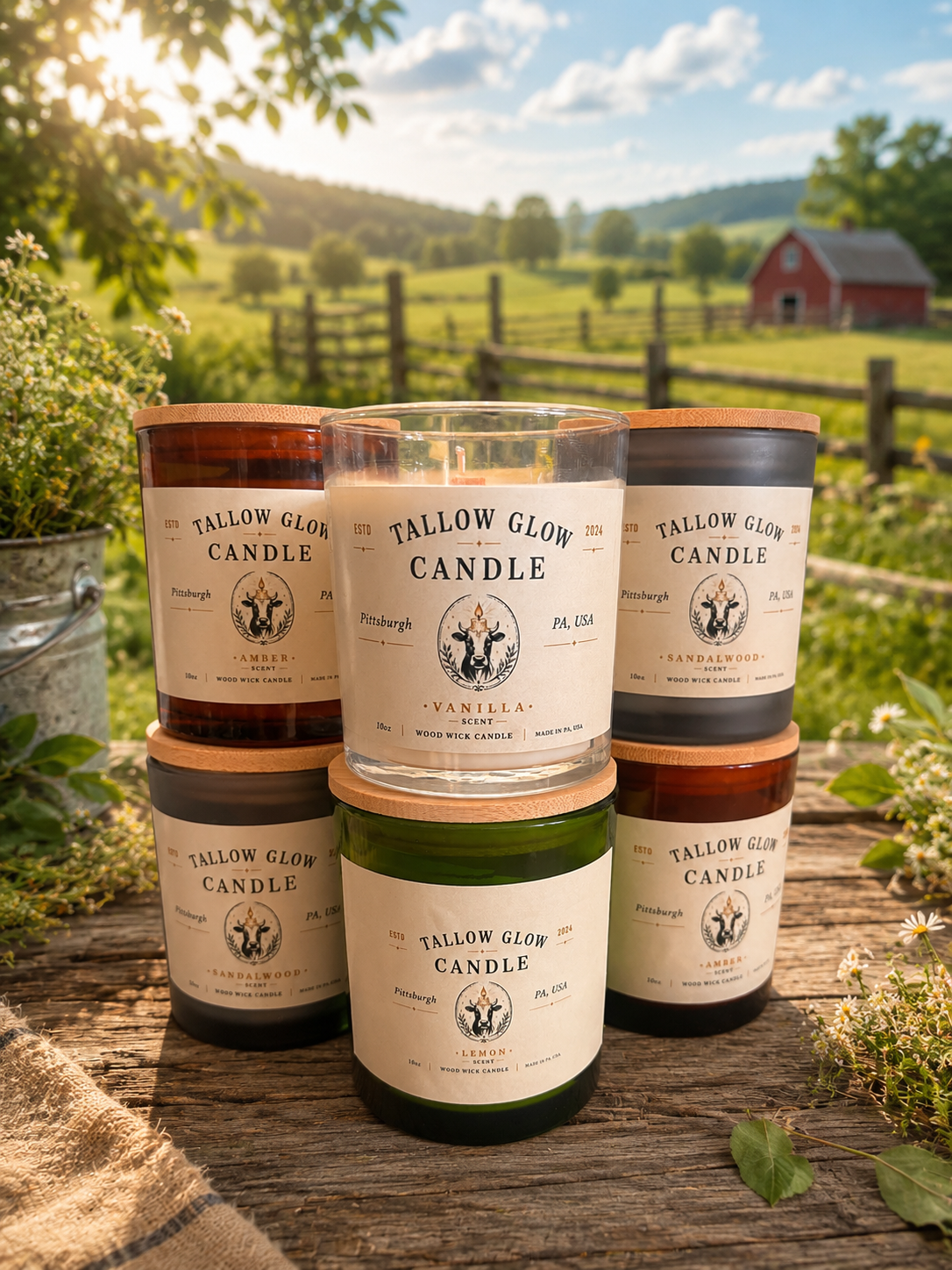 10oz Woodwick Tallow Glow Candles