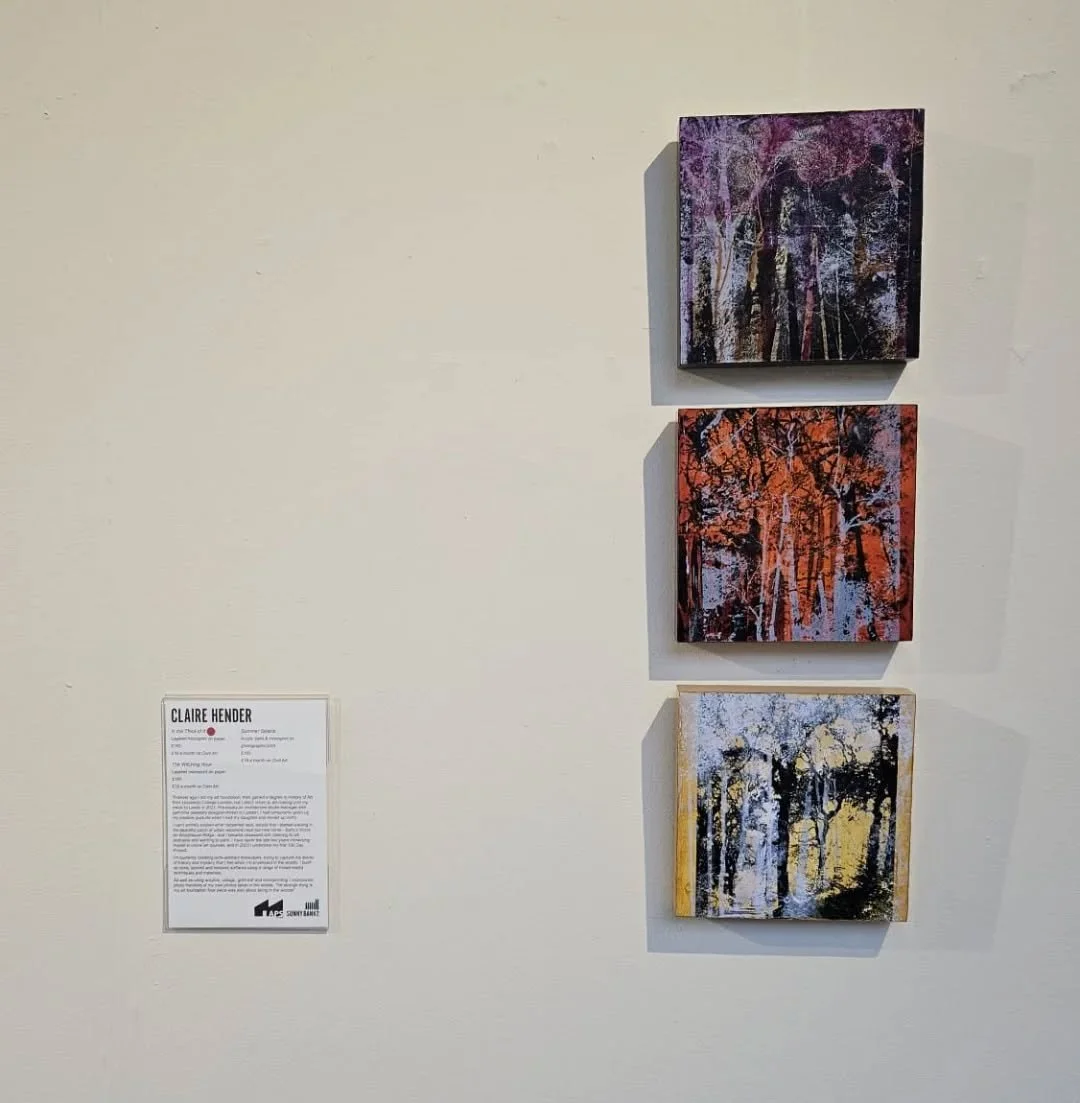 I was thrilled to find out that one of my paintings got a red dot against it at the recent 'Let Us See You' exhibition @sunnybankmills and was sold, to a complete stranger!
'In the Thick of It' (the top painting in this image) started off as one of