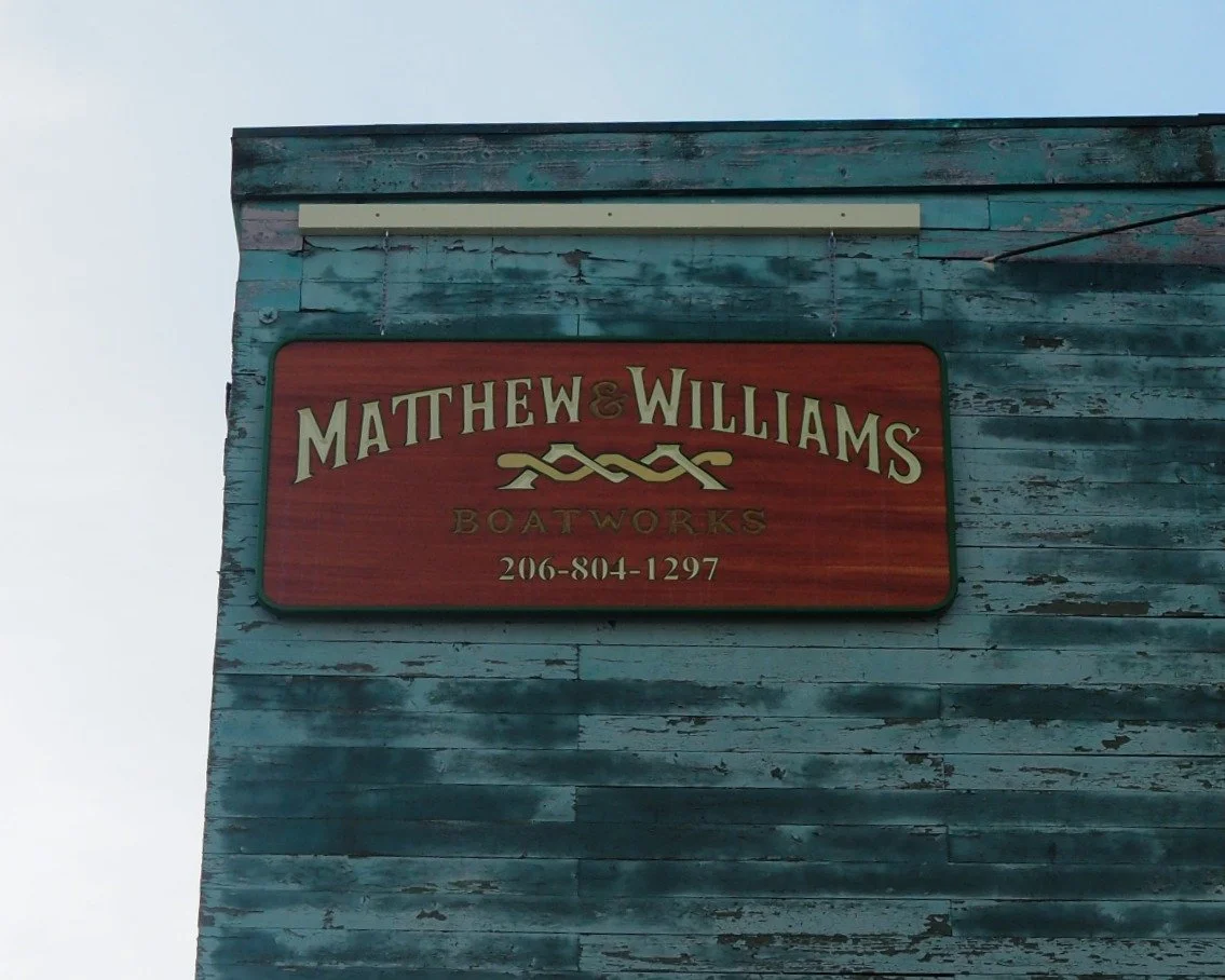 Matthew and Williams Boatworks building sign