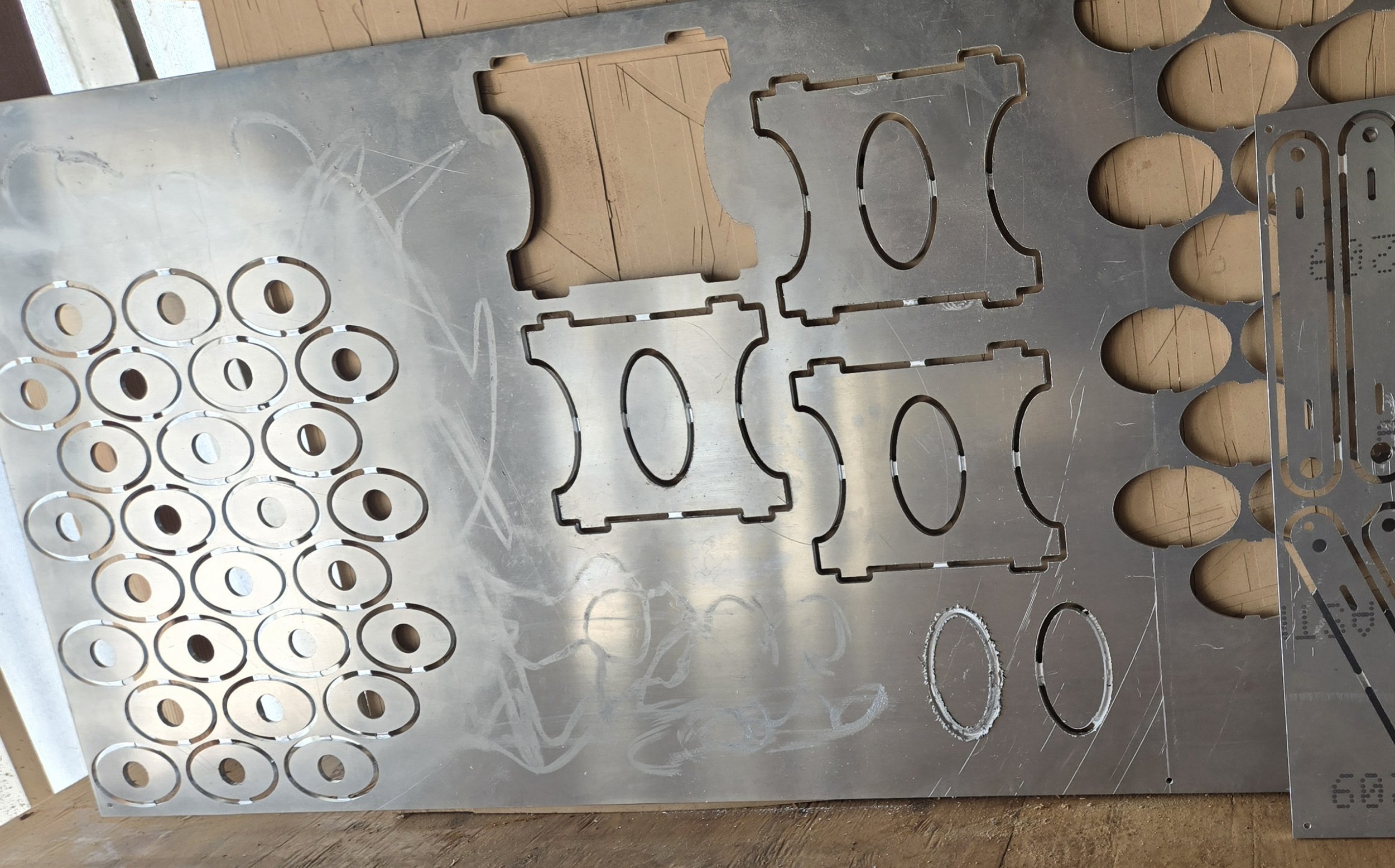 Aluminum sheet with CNC routed parts for marine fabrication