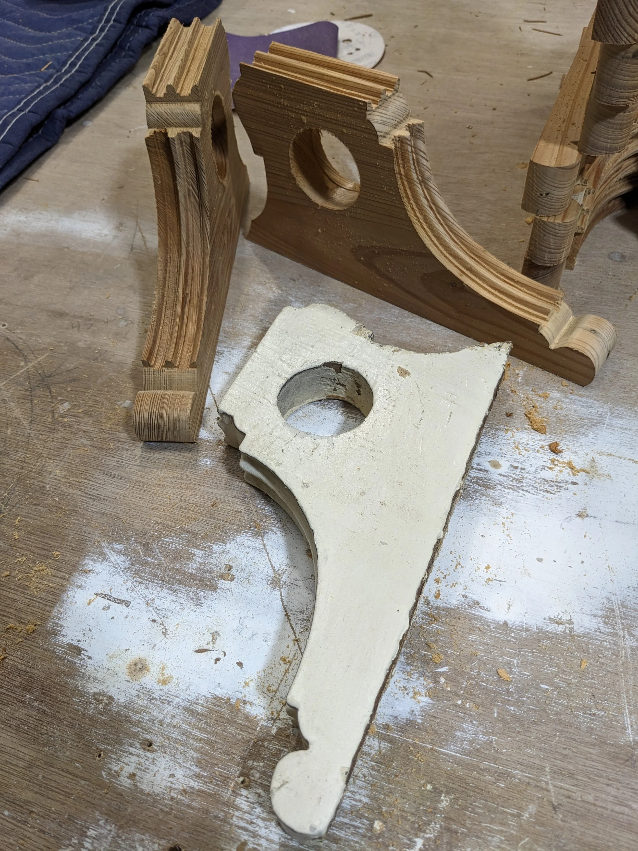 Victorian curtain brackets, original and copies
