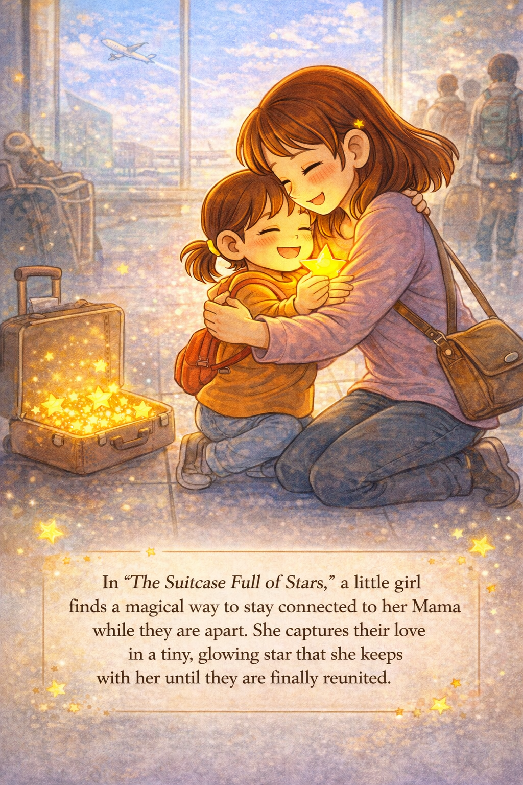 Illustration of mother and daughter holding glowing star symbolizing love across distance