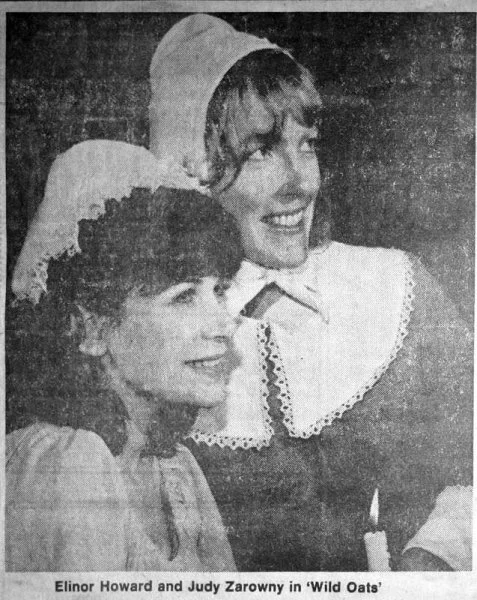 Two women in vintage costumes, Elinor Howard and Judy Zarow in 'Wild Oats'