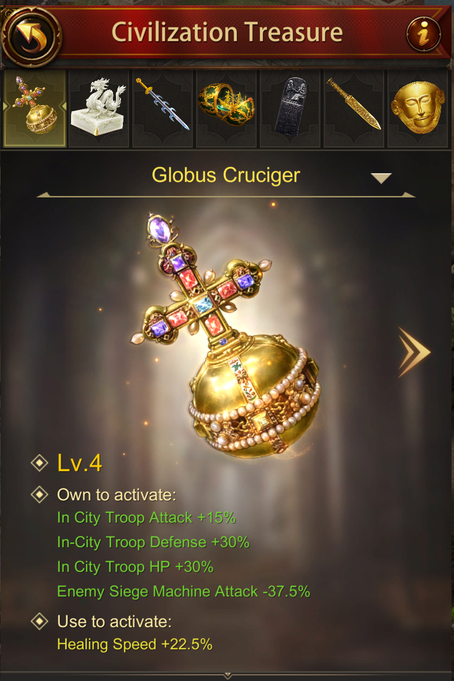 Civilization Treasure Level Cap