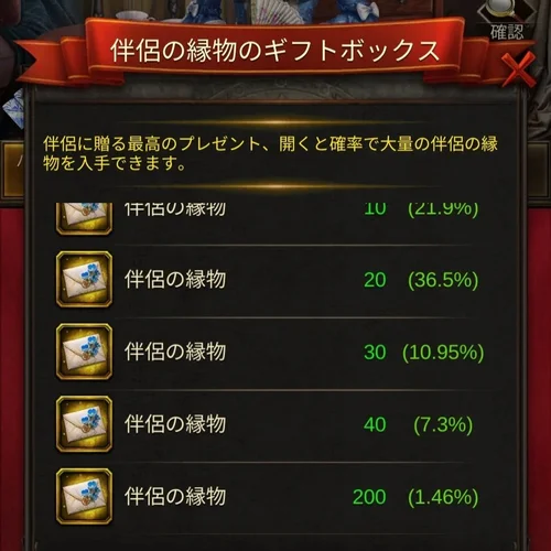 伴侶の縁物のギフトボックス