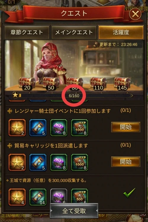 活躍度クエスト（同盟活躍度）