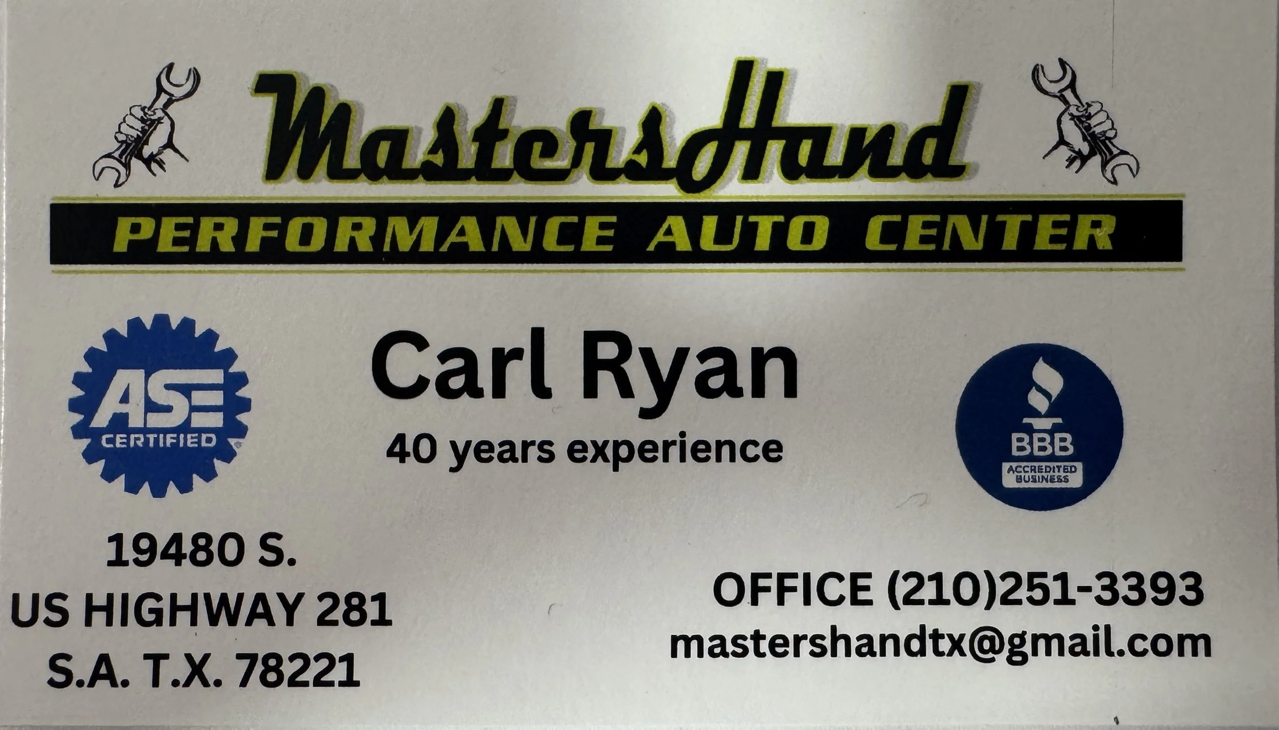 Master’s Hand Performance Auto Center, Carl Ryan, 40 years experience