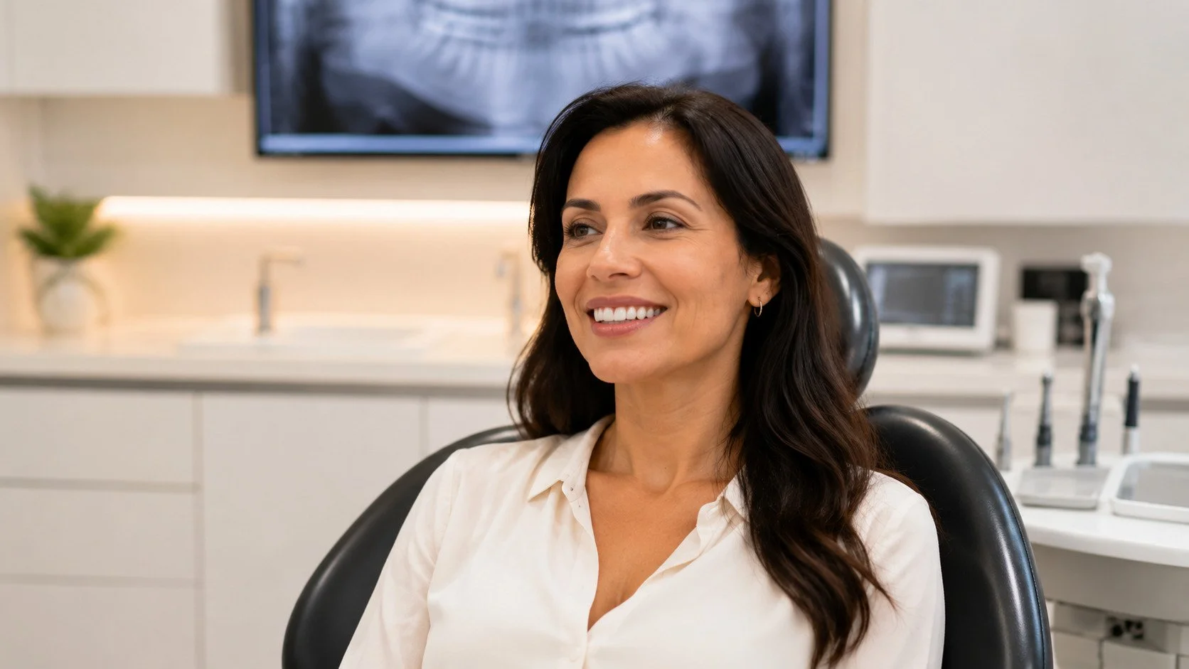 Paciente satisfecha después de su tratamiento de endodoncia en clínica dental de San Luis Potosí