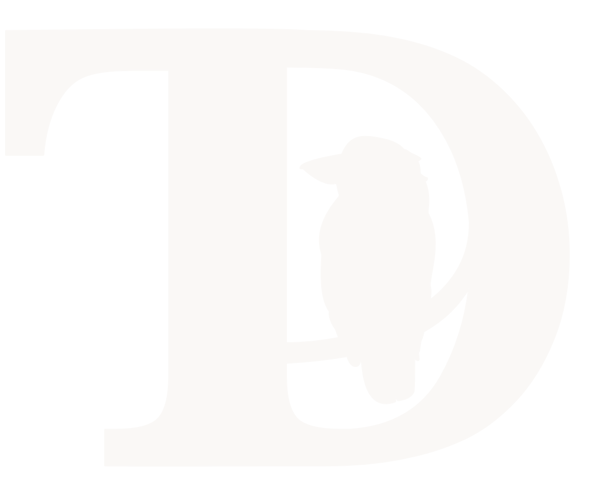 Monogram of a bird sitting on a branch, inside a large letter TD design.