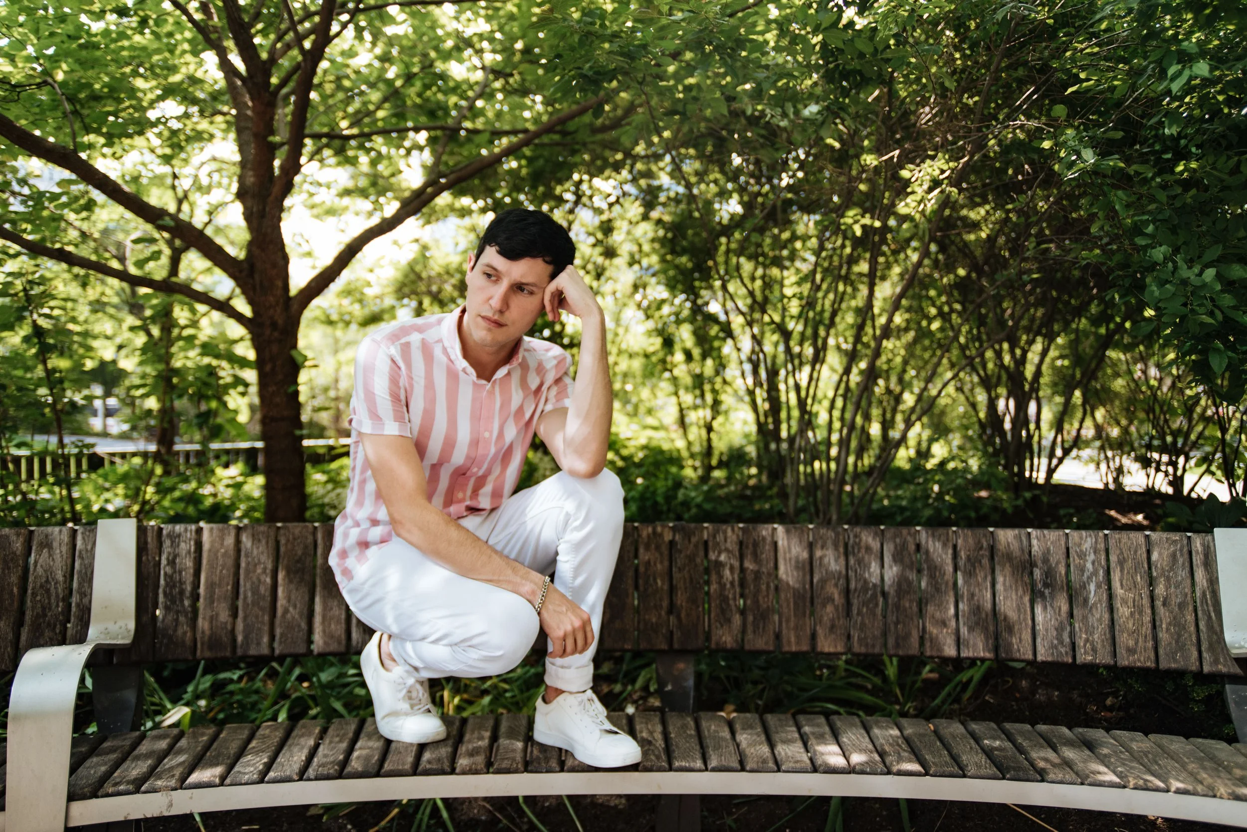 BT420-man-squatting-on-bench-pink-striped-shirt.jpg