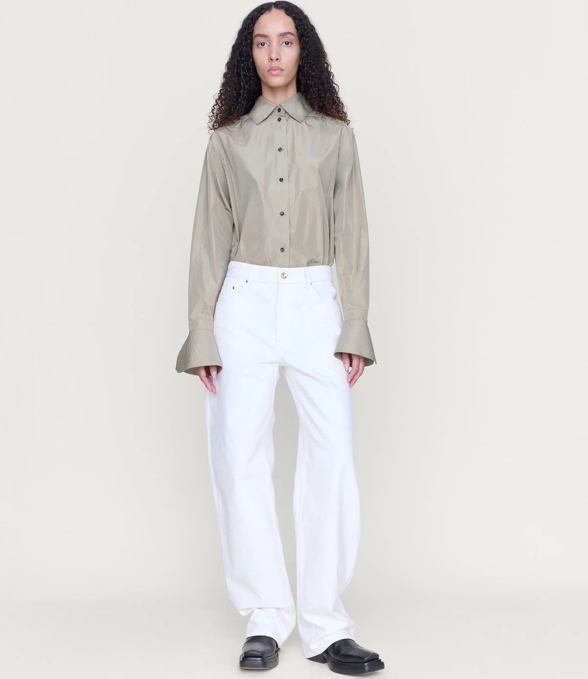Ossou Rider Jean in Milk Wash, $450 at Ossou