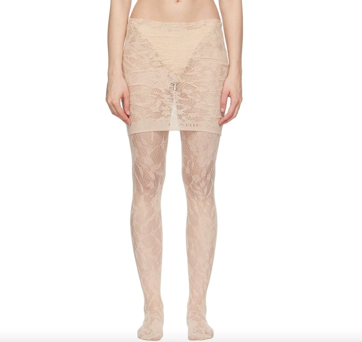 Marie Adam-Leenaerdt Beige Lace Miniskirt, $260 at SSENSE