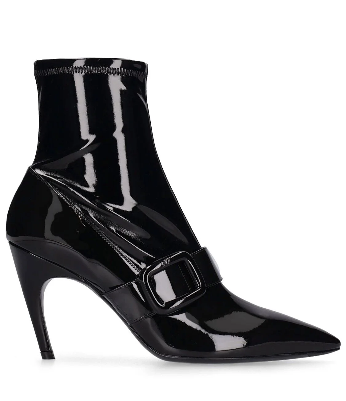 Roger Vivier 85mm Choc Patent Leather Ankle Boots, $1,745 at LuisaViaRoma
