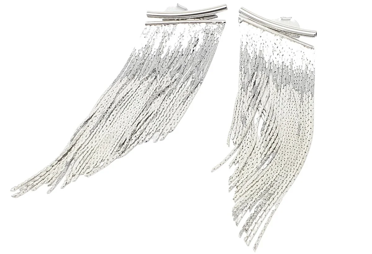 Harfi Statement Silver Waterfall Party Tassel Earrings, $143 at Wolf & Badger
